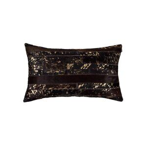 Natural Home Decor Torino Madrid Cowhide Pillow | 1-Piece | Choco/gold | 12"x20"